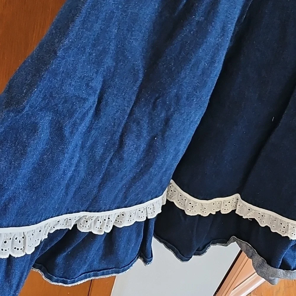 Hand Sewn Vintage Denim Skit With Eyelet Details - Picture 9 of 12